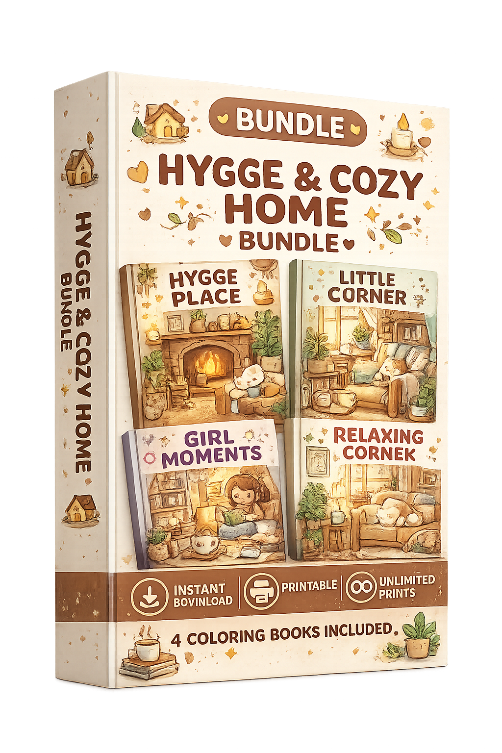 🏡 Hygge & Cozy Home Bundle – Cute & Comfy Printable Coloring Pages