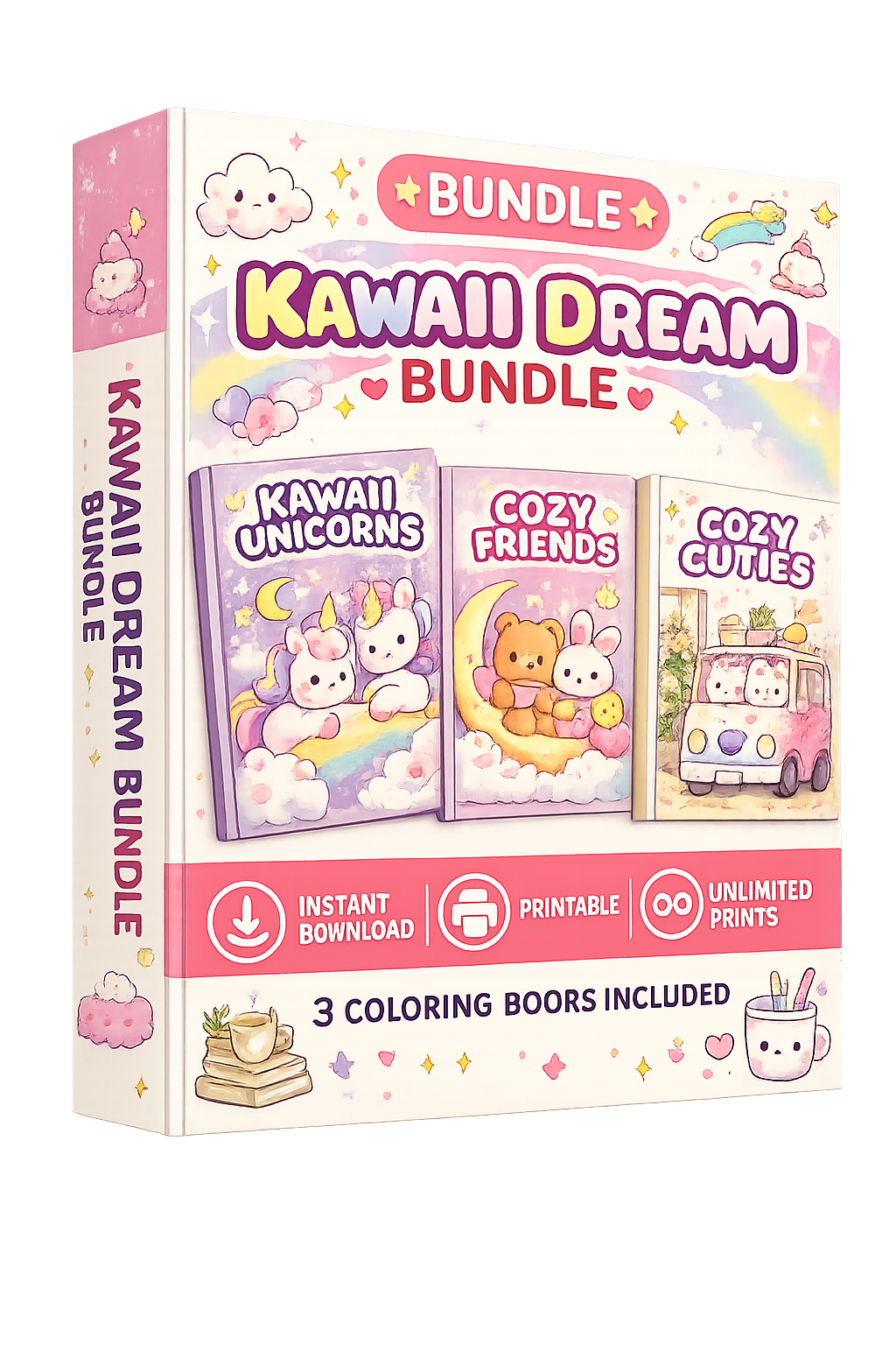 🦄 Kawaii Dream Bundle – Cute Printable Coloring Collection